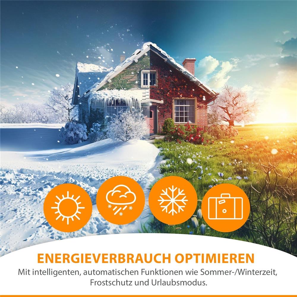 IOIO HT 2000-23 elektronisches Heizkörperthermostat programmierbar Heizthermostat digital weiß
