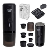 Adler AD 4400 tragbare elektrische Espressomaschine mit Wasserheizfunktion, 20 Bar, Akku
