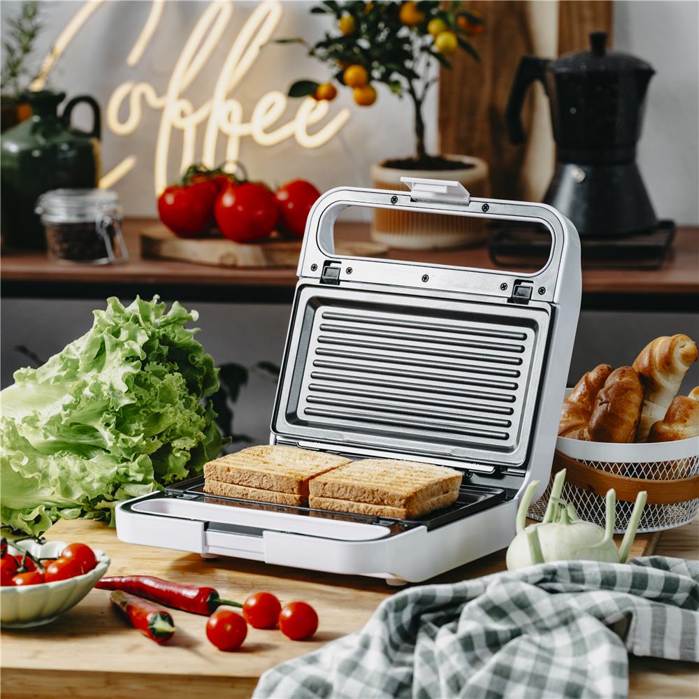 Adler AD 3070 2in1 Sandwichmaker Kontaktgrill 1100W antihaftbeschichtet weiß