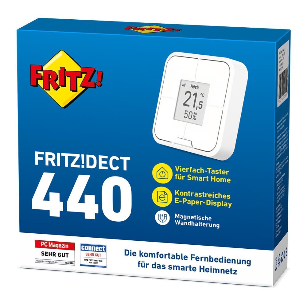 FRITZ!DECT 440 – Vierfach-Taster mit Display für flexible Smart-Home-Bedienung