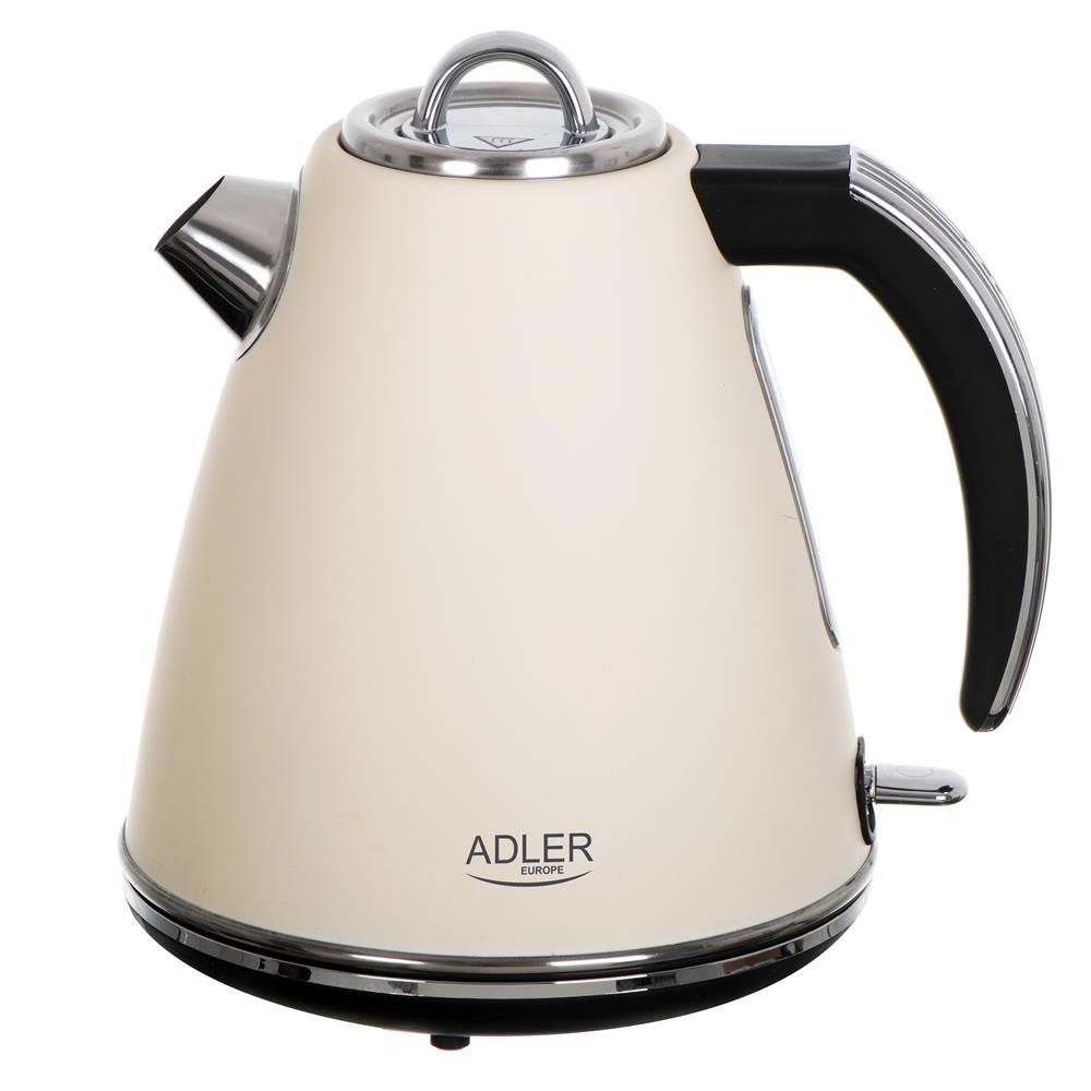 Adler AD 1343 Wasserkocher in Beige, 1,5 Liter, 2200 Watt, aus Edelstahl mit Abschaltautomatik