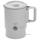 Adler AD 1388g Reisewasserkocher 0,8L kompakt leicht klappbarer Griff Grau Camping
