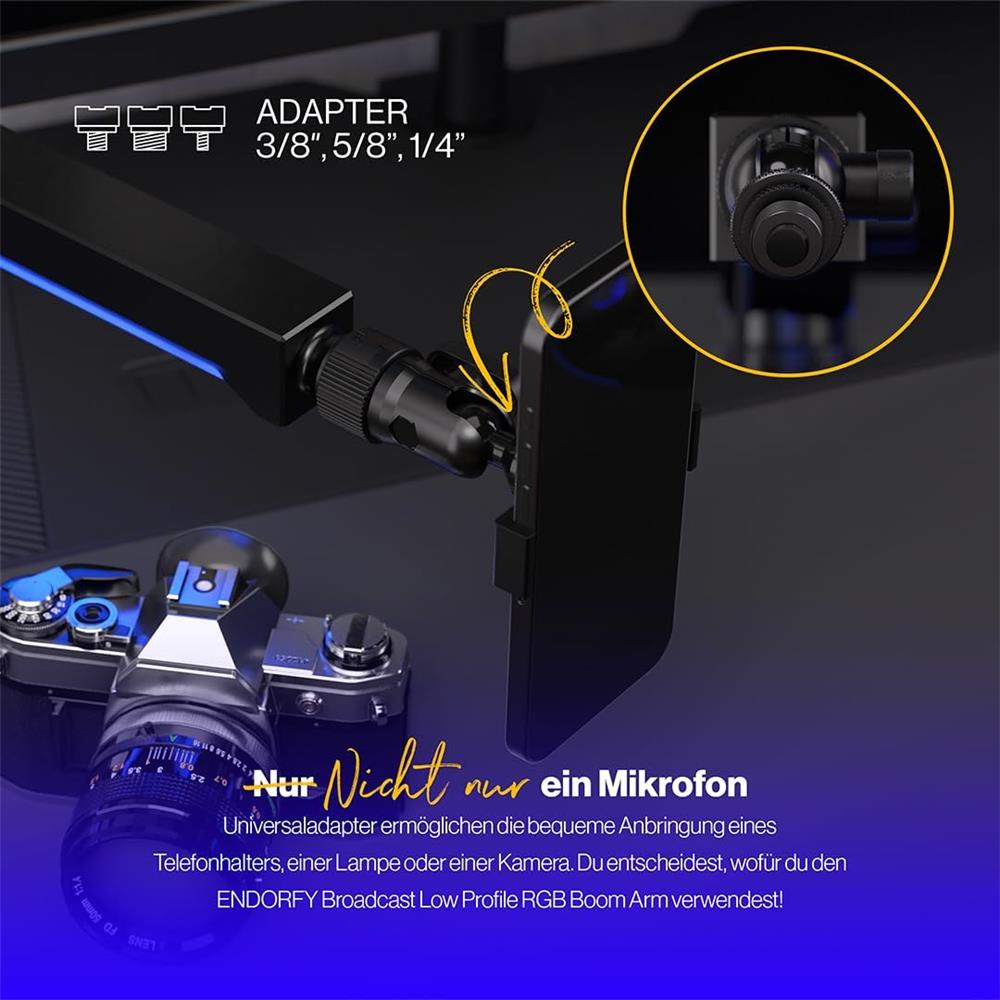 ENDORFY Broadcast Low Profile RGB Boom Arm Mikrofonarm mit RGB Beleuchtung