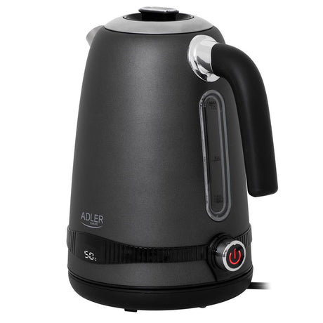 Adler AD 1295 Wasserkocher 1,7L mit LCD Display Temperaturregelung grau