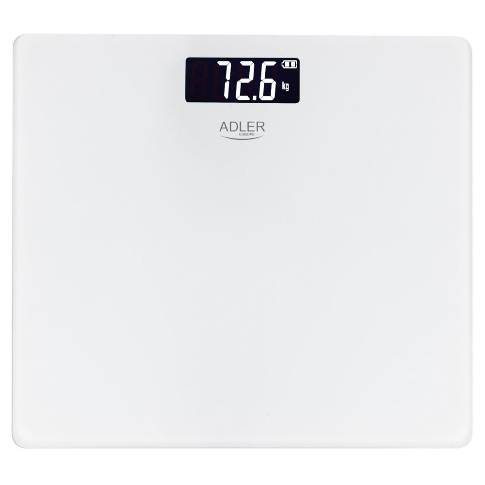 Adler AD 8194W Personenwaage Digital bis 180 kg, USB-C Akku Waage mit LCD Display, 100 g Genauigkeit, Glaswaage für Bad & Körpergewicht, Weiß
