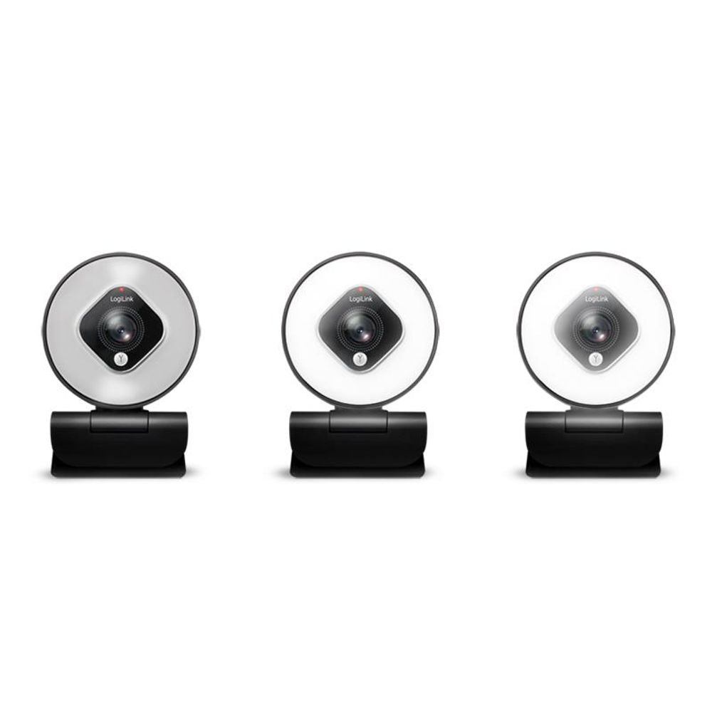 LogiLink Full-HD-USB-Webcam mit Autofokus, Ringlicht & Stativ, 76° Weitwinkel