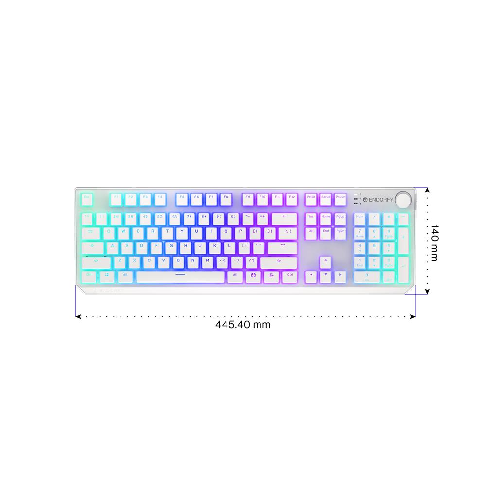 ENDORFY EY5A120 - Tastatur (Eng Layout, QWERTY) Thock Wireless OWH Kailh RD, Kabellos, Beleuchtet, Weiß