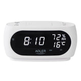Adler AD 1186 LED Wecker mit Thermometer Datum Luftfeuchtigkeit Batterie weiß