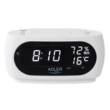 Adler AD 1186 LED Wecker mit Thermometer, Datum und Luftfeuchtigkeit Weiß