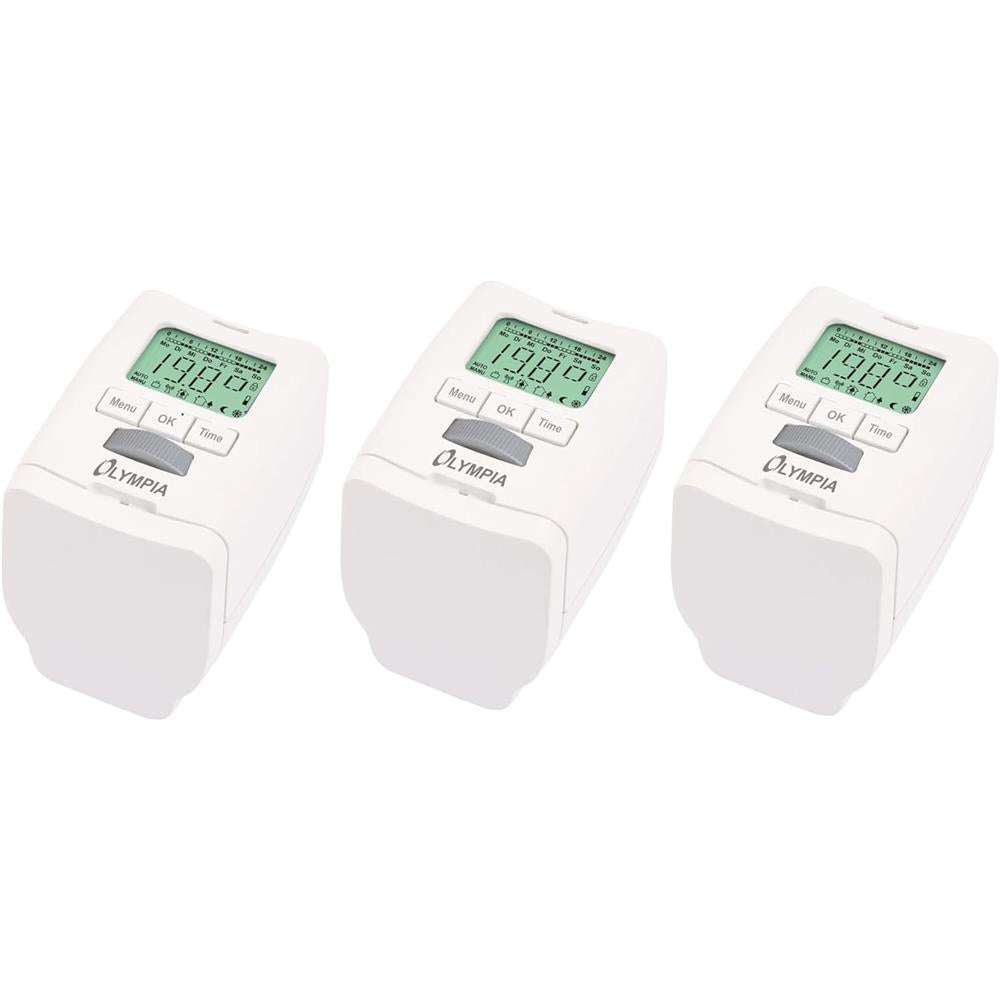 Olympia HT 430‑22 Heizkörperthermostat – Energiespar-Thermostat programmierbar (3er Set)