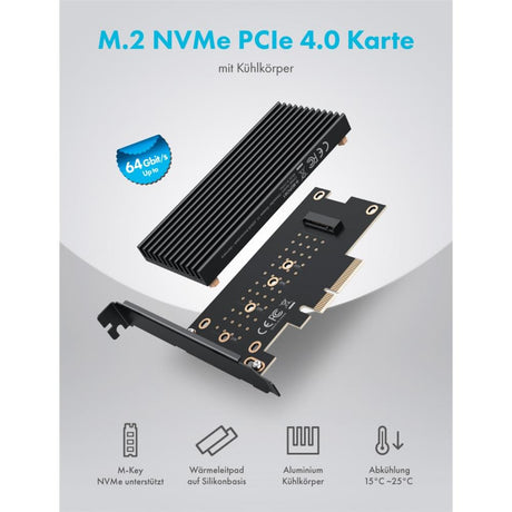 GRAUGEAR M.2 NVMe PCIe 4.0 Karte mit Kühlkörper