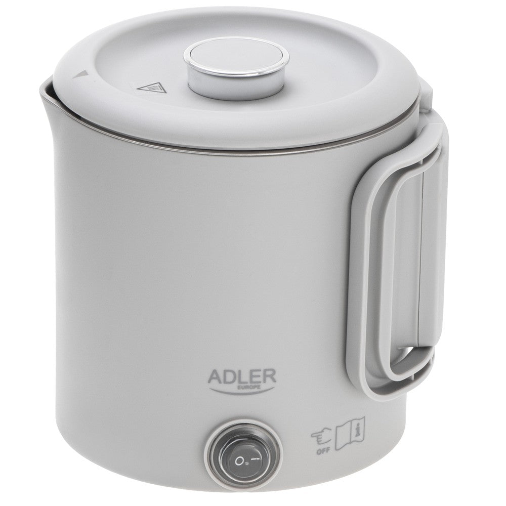 Adler AD 1388g Reisewasserkocher 0,8L kompakt leicht klappbarer Griff Grau Camping