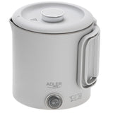 Adler AD 1388g Reisewasserkocher 0,8L kompakt leicht klappbarer Griff Grau Camping