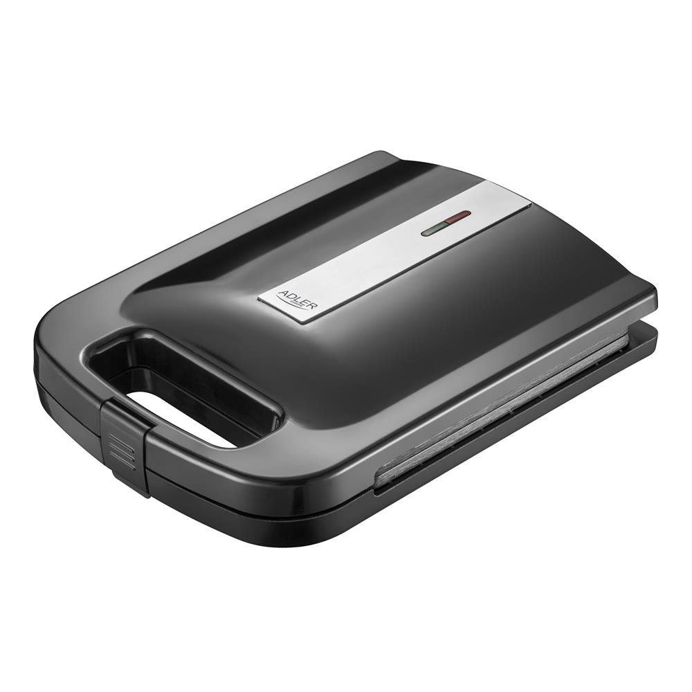 Adler AD 3055 Sandwich Maker 2000W Schwarz Thermostat Kontrollleuchten Heizplatten Sandwich-Toaster