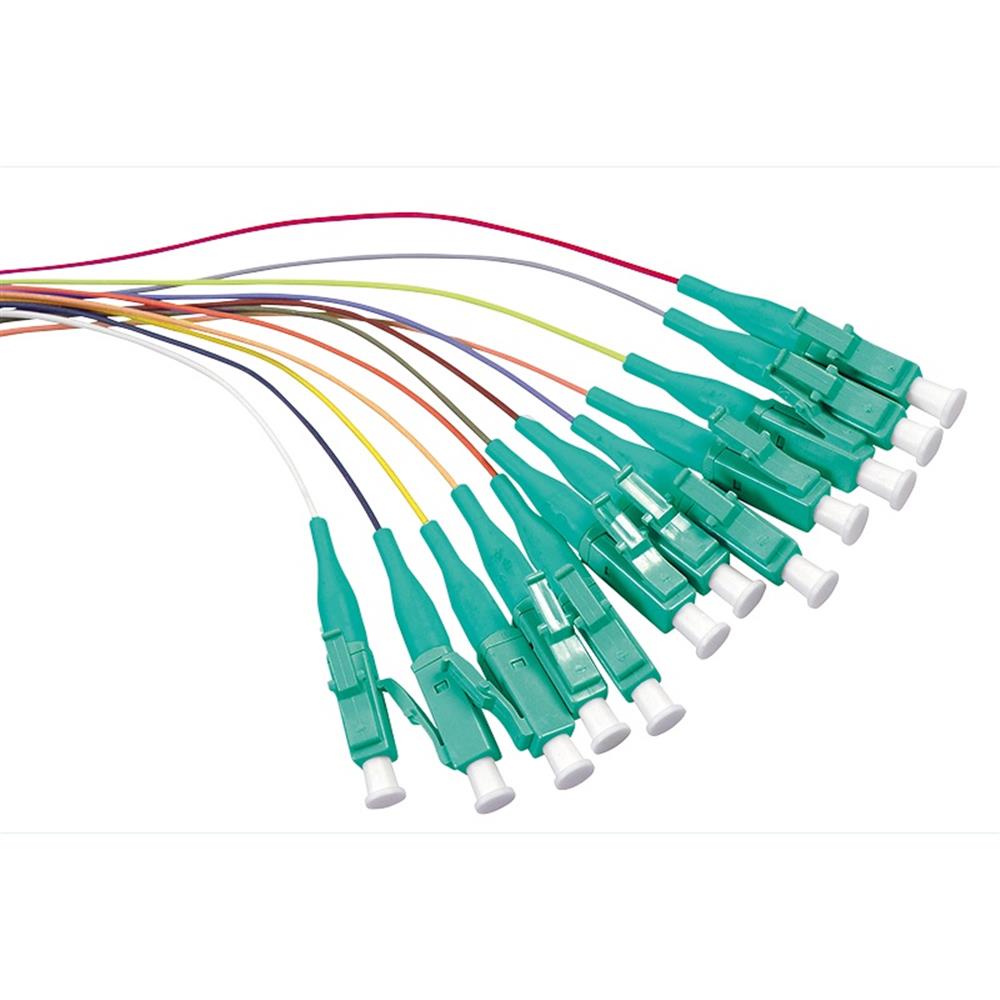 LogiLink Farbiger Pigtailsatz 12 x LC OM3 50/125µ 2 m Stecker aqua