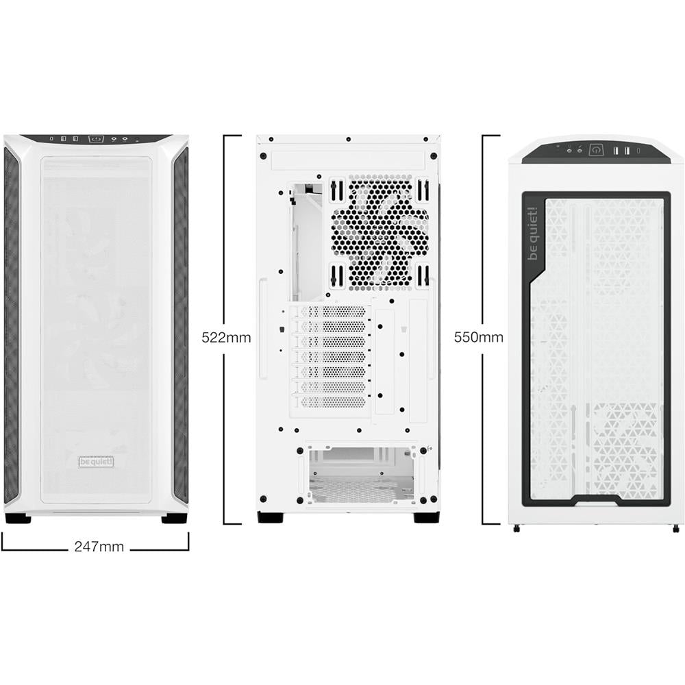 be quiet! Shadow Base 800 DX White PC-Gehäuse, Pure Wings 3 140mm PWM Lüfter, ARGB-Beleuchtung