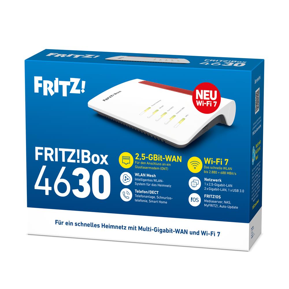 FRITZ!Box 4630 - WLAN-Router für ein schnelles Heimnetz mit Multi-Gigabit-WAN und Wi-Fi 7