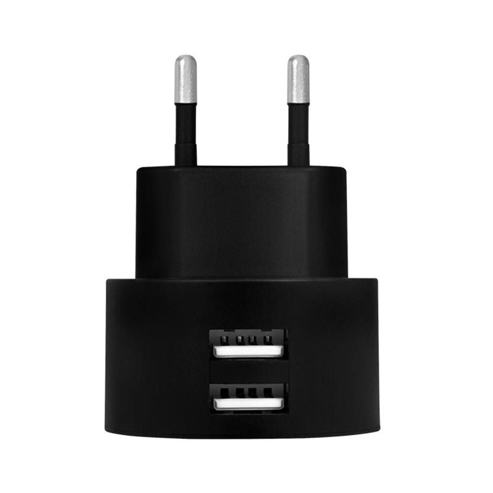 LogiLink Dual-USB-Schnellade-Steckdosenadapter 2x USB-A 10,5 W rund schwarz