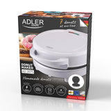 Adler AD 3075 Donut-Maker 7 Donuts 5cm Antihaftbeschichtung rutschfest weiß