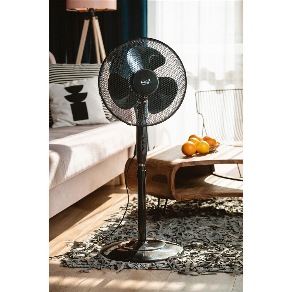 Adler AD7323b Standventilator Durchmesser 40 cm Schwarz Höhenverstellbar mit Standfuß