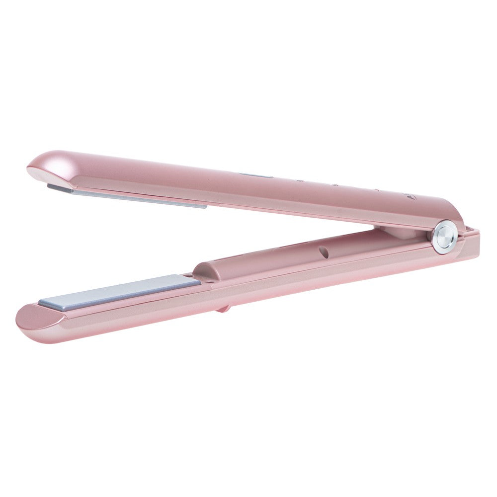 Adler AD 2327p Akku Glätteisen kabellos, USB-C Reise-Haarglätter mit Keramikplatten, LED-Display, 3 Temperaturstufen, Aufbewahrungsbeutel, Rosa