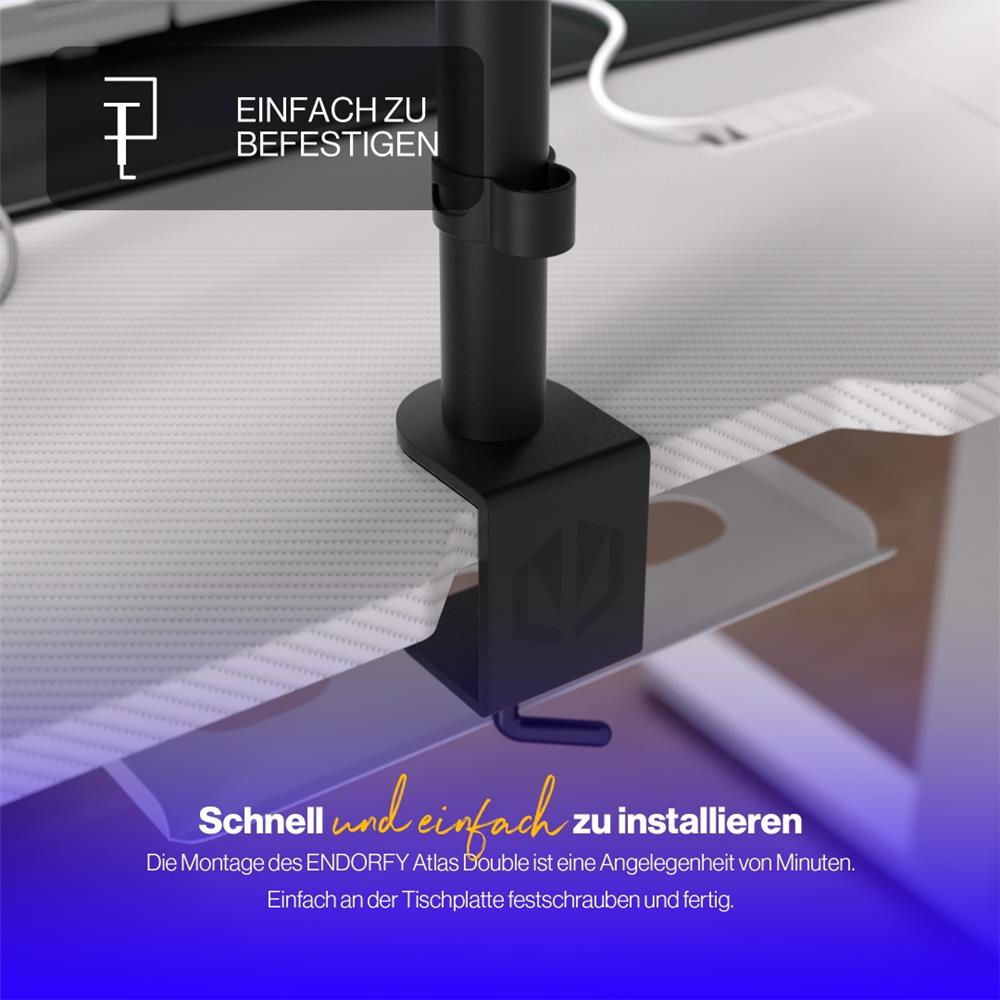 ENDORFY Atlas Double, schwarze Displayhalterung, für zwei Monitore
