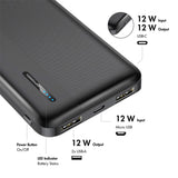LogiLink Powerbank 10.000 mAh, 2× USB-A, 1× USB-C, Schnellladen, Schwarz