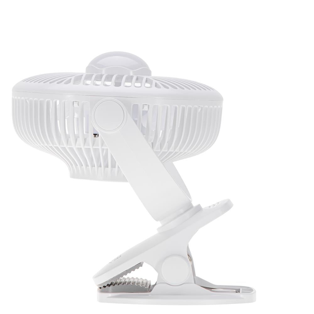 Adler AD 7335 Akku Ventilator mit LED Licht und Drehfunktion Weiß