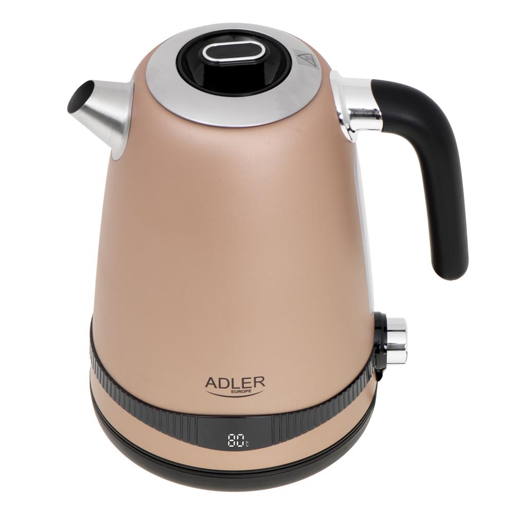 Adler AD 1295 Champion Wasserkocher in Gold, 1,7 Liter, 2200 Watt, mit LCD-Anzeige