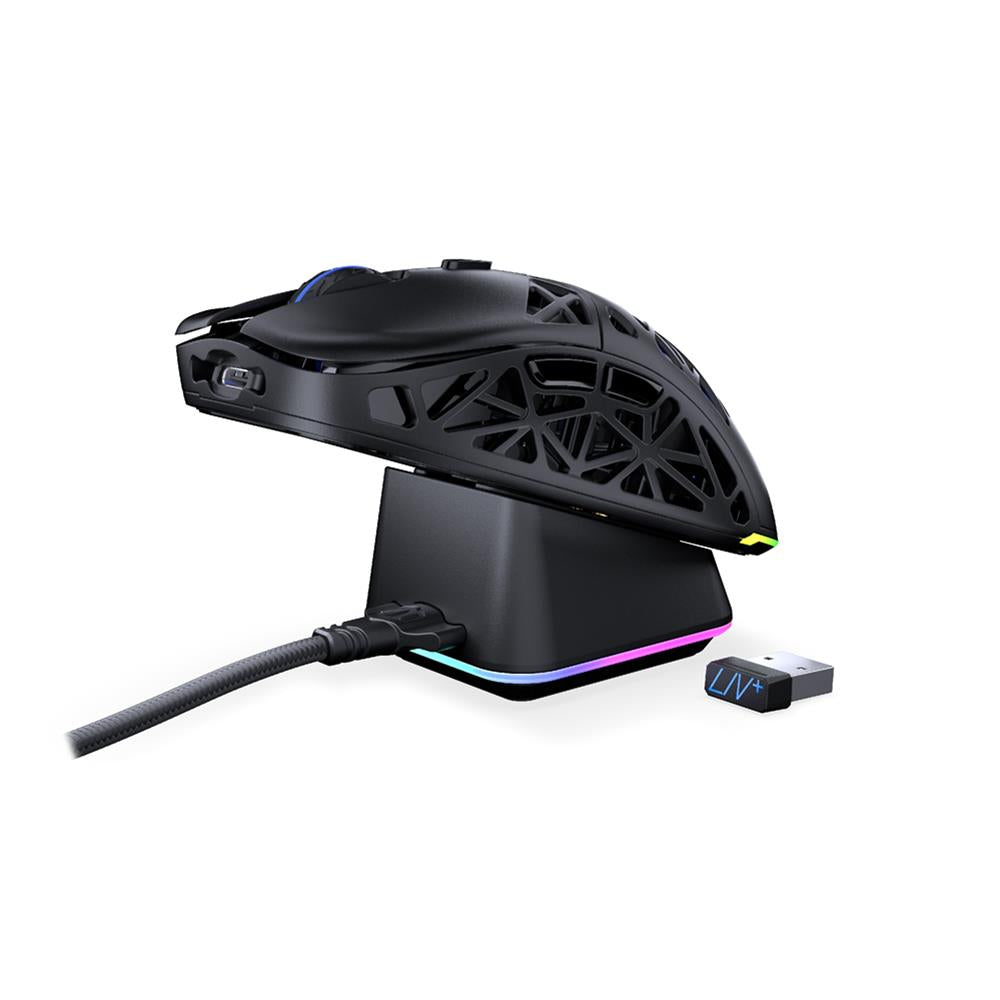 ENDORFY LIV Plus Wireless, Leichte kabellose Gaming-Maus inkl. Ladestation, Schwarz | EY6A016