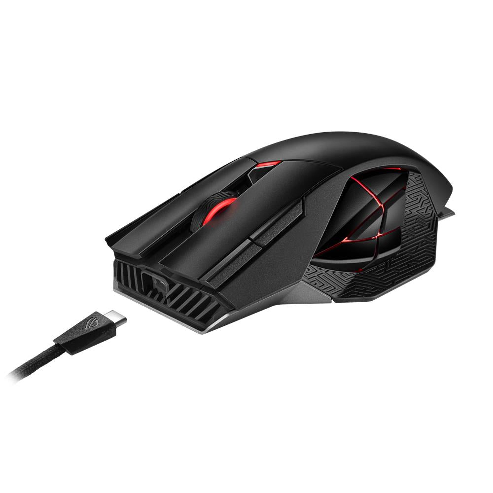 ASUS ROG Spatha X Gaming Maus kabellos kabelgebunden magnetische Ladestation 19.000 dpi Aura Sync