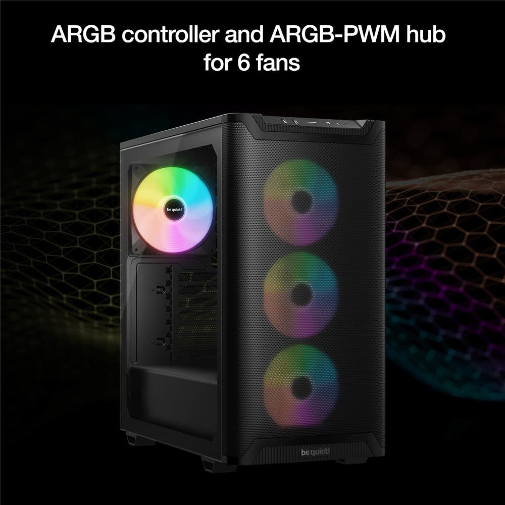 be quiet! Pure Base 501 LX Black PC-Gehäuse 4 vorinstallierte Light Wings PWM-Lüfter ARGB-Beleuchtung