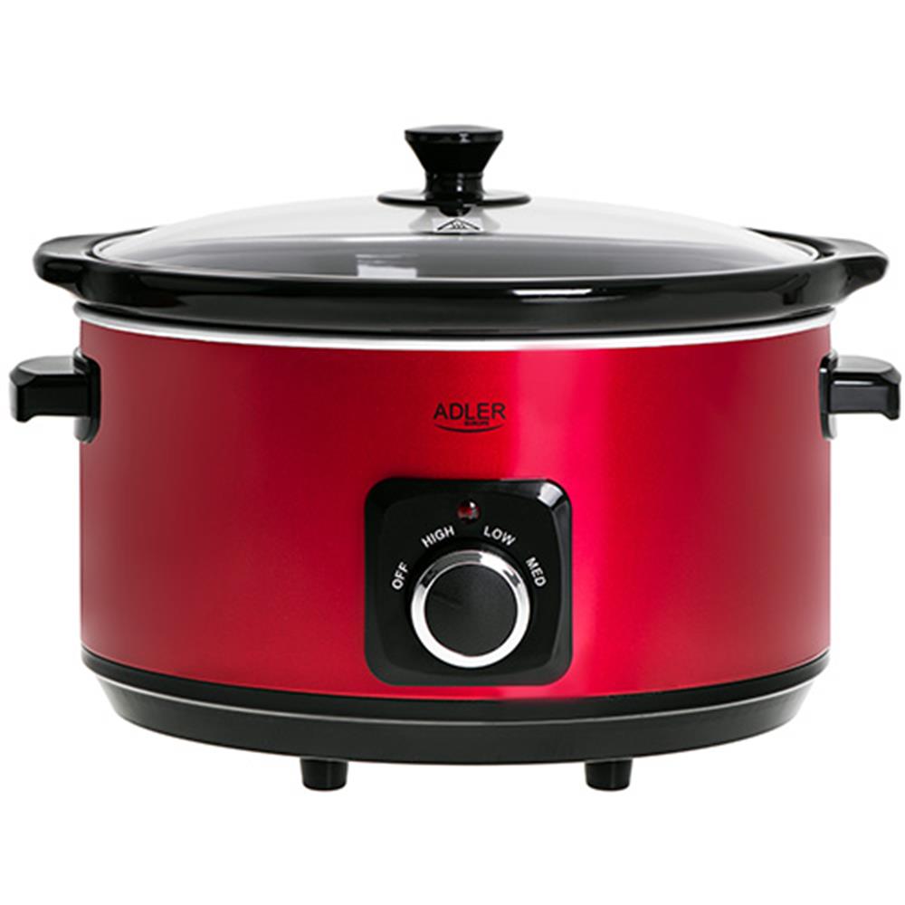 Adler AD 6413r Langsamkocher 5,8L 290W Rot Schongarer Multikocher Gartopf Slowcooker