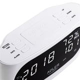 Adler AD 1186 LED Wecker mit Thermometer, Datum und Luftfeuchtigkeit Weiß