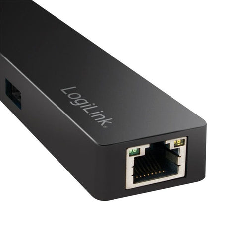 LogiLink USB 3.2 Gen 1x1 USB-C 3-Port Hub mit Gigabit Adapter Schwarz