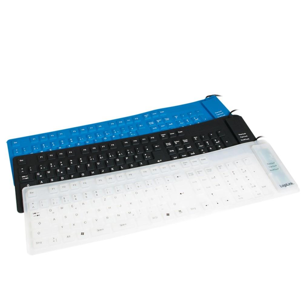 LogiLink Tastatur Flexibel Wasserfest USB PS/2 weiß