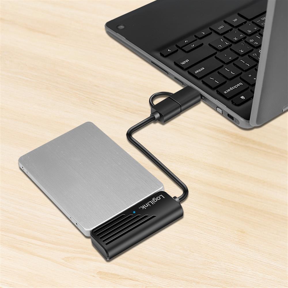 LogiLink USB-A/USB-C 2-in-1 auf SATA-Adapter, USB 3.2 Gen1-kompatibel, schwarz