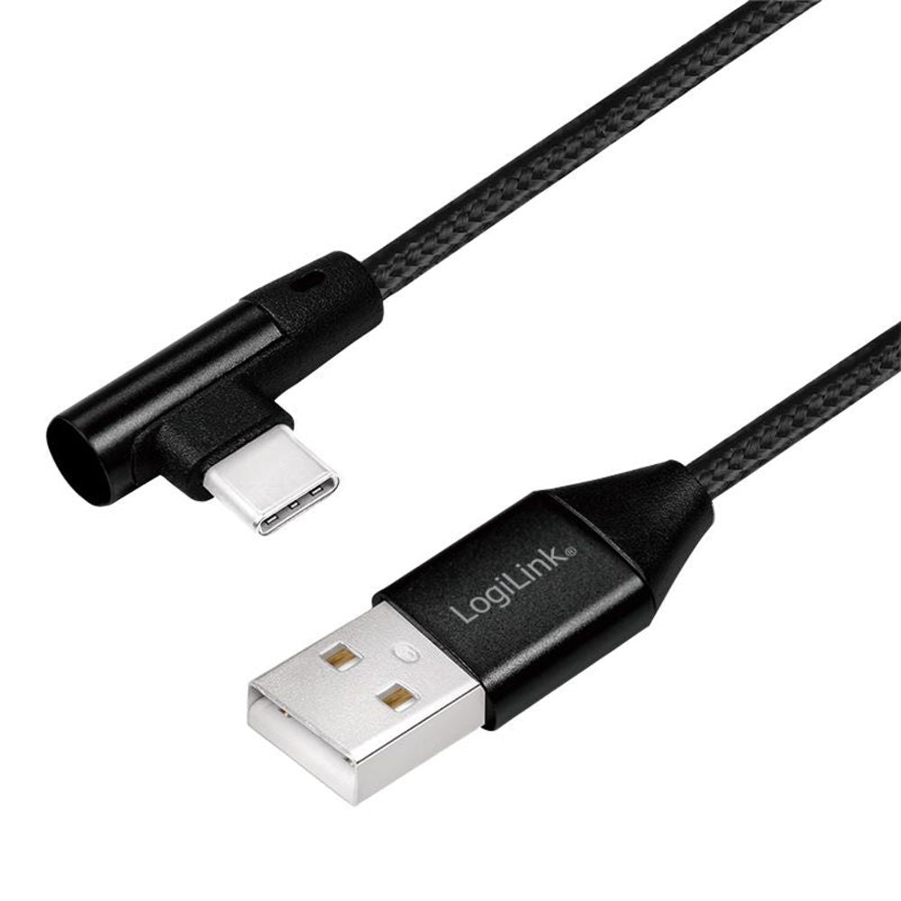 LogiLink USB 2.0 Anschlusskabel USB Typ A zu USB Typ C abgewinkelt schwarz 1m