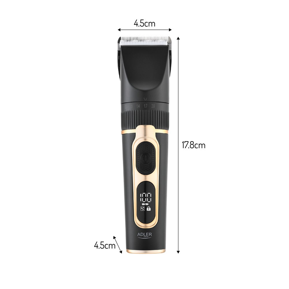 Adler AD 2849 Tierhaarschneider Set für Hunde und Katzen mit Akku, LED-Display, 0,8-20 mm Schnittlänge