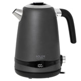 Adler AD 1295 Wasserkocher 1,7L mit LCD Display Temperaturregelung grau