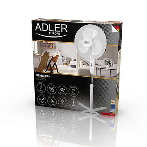 Adler AD 7305 Standventilator Weiß 40 cm Durchmesser Ventilator Standfuß höhenverstellbar
