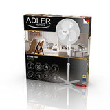 Adler AD 7305 Standventilator Weiß 40 cm Durchmesser Ventilator Standfuß höhenverstellbar