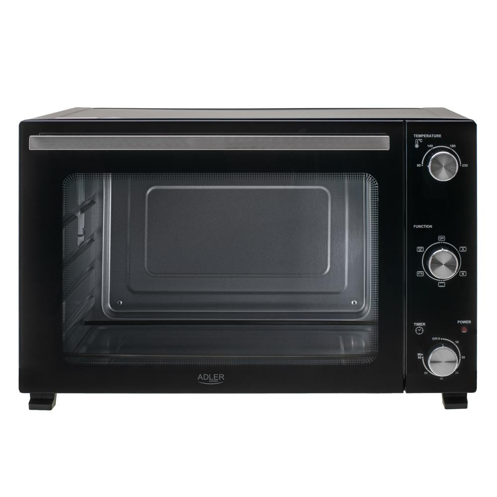 Adler AD 6028 Elektrobackofen 60L Mini Backofen Umluft Timer Drehspieß schwarz