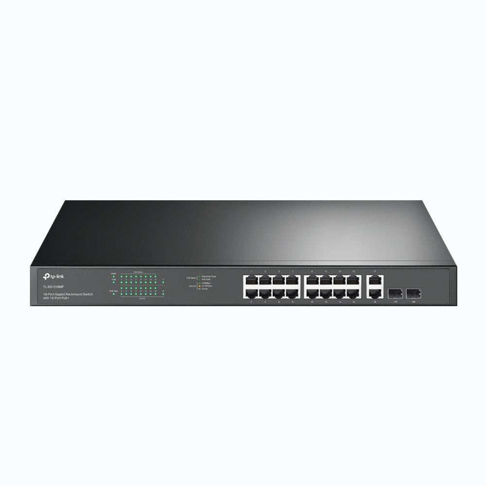 TP-Link TL-SG1218MP 18-Port Gigabit Rackmount Switch mit 16× PoE+ Ports, 250W PoE-Budget