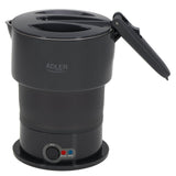 Adler AD 1377 Reise Wasserkocher 0,6 L faltbares Silikongehäuse Camping grau