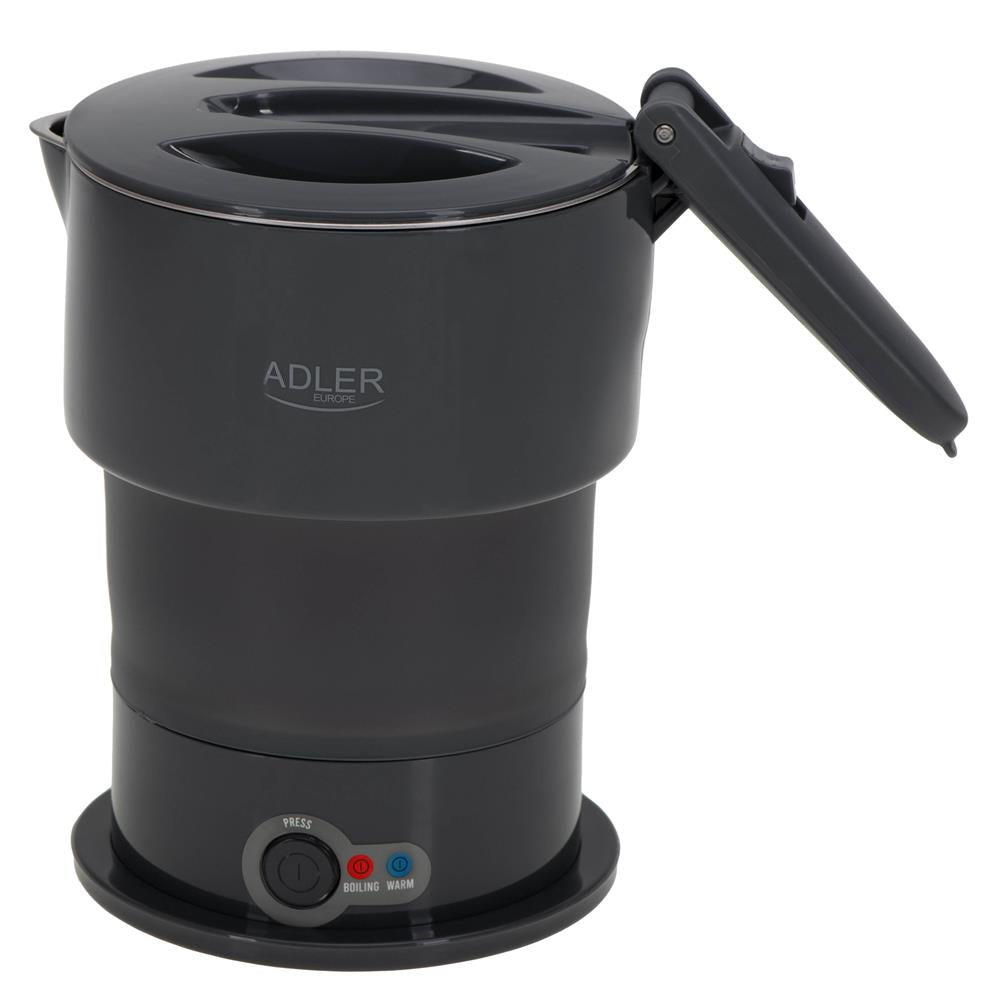 Adler AD 1377 Reise Wasserkocher 0,6 L faltbares Silikongehäuse Camping grau