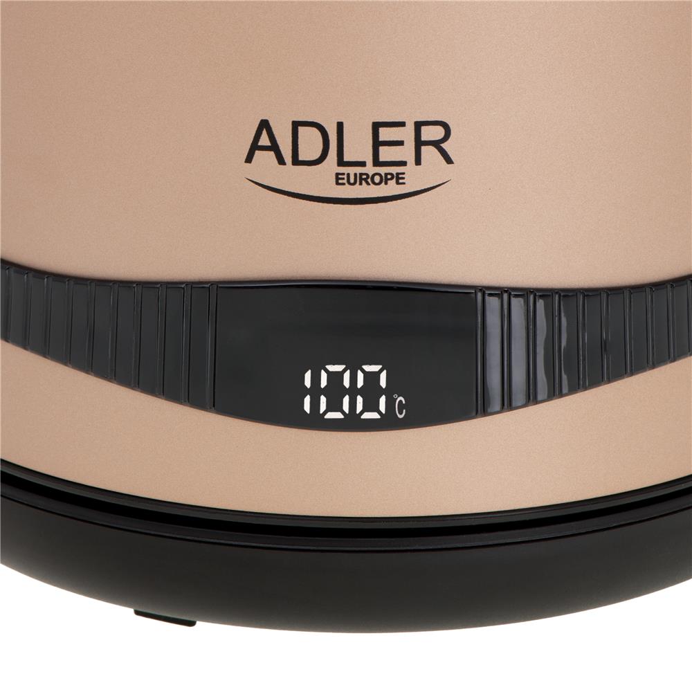 Adler AD 1295 Champion Wasserkocher in Gold, 1,7 Liter, 2200 Watt, mit LCD-Anzeige