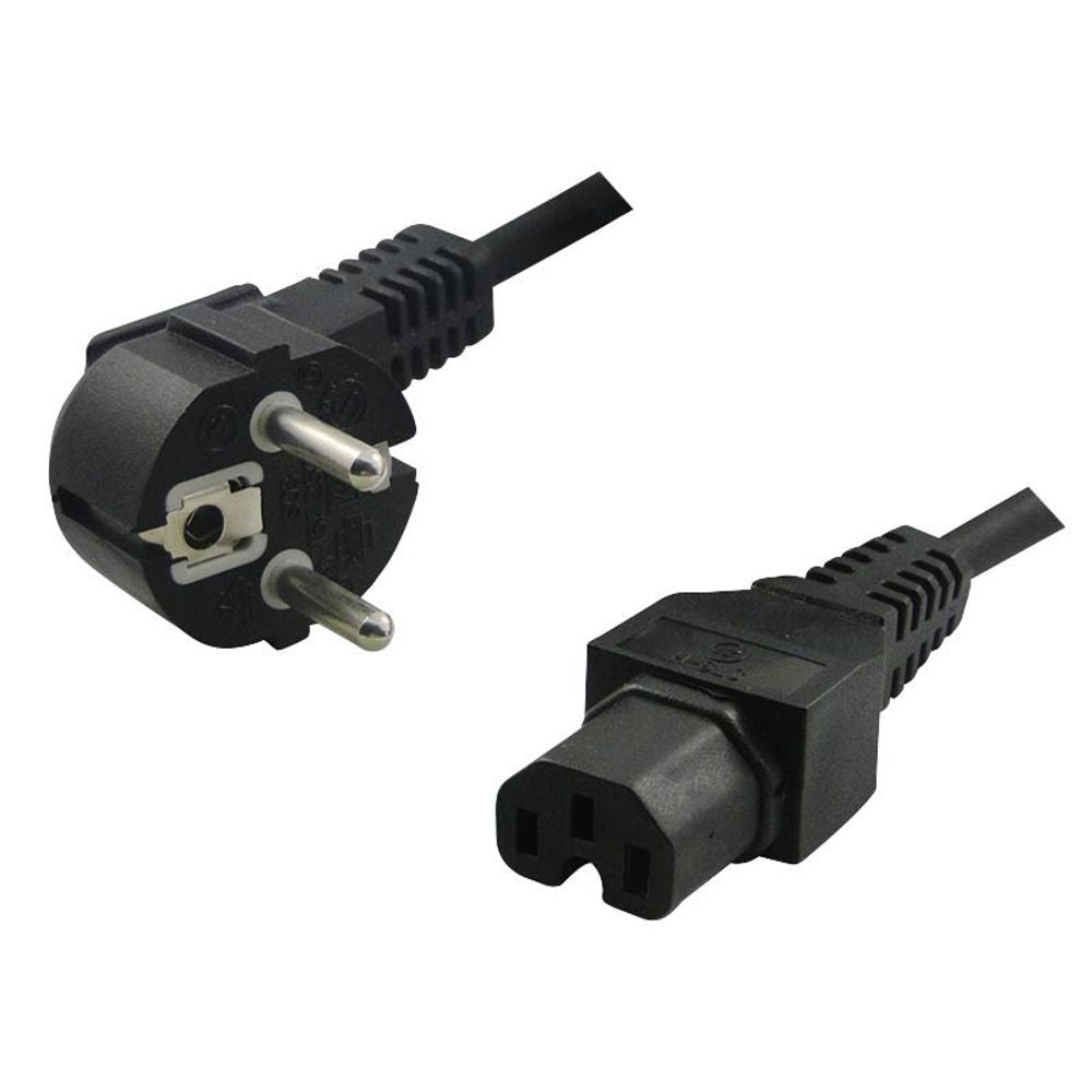 LogiLink Netzkabel Stecker 90° auf Warmgerätebuchse IEC C15 2m schwarz