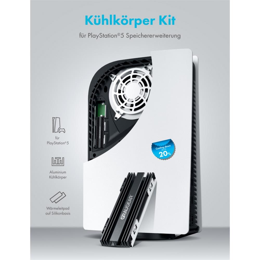 GRAUGEAR Kühlkörper Kit für PlayStation 5 M.2 SSD Speichererweiterung