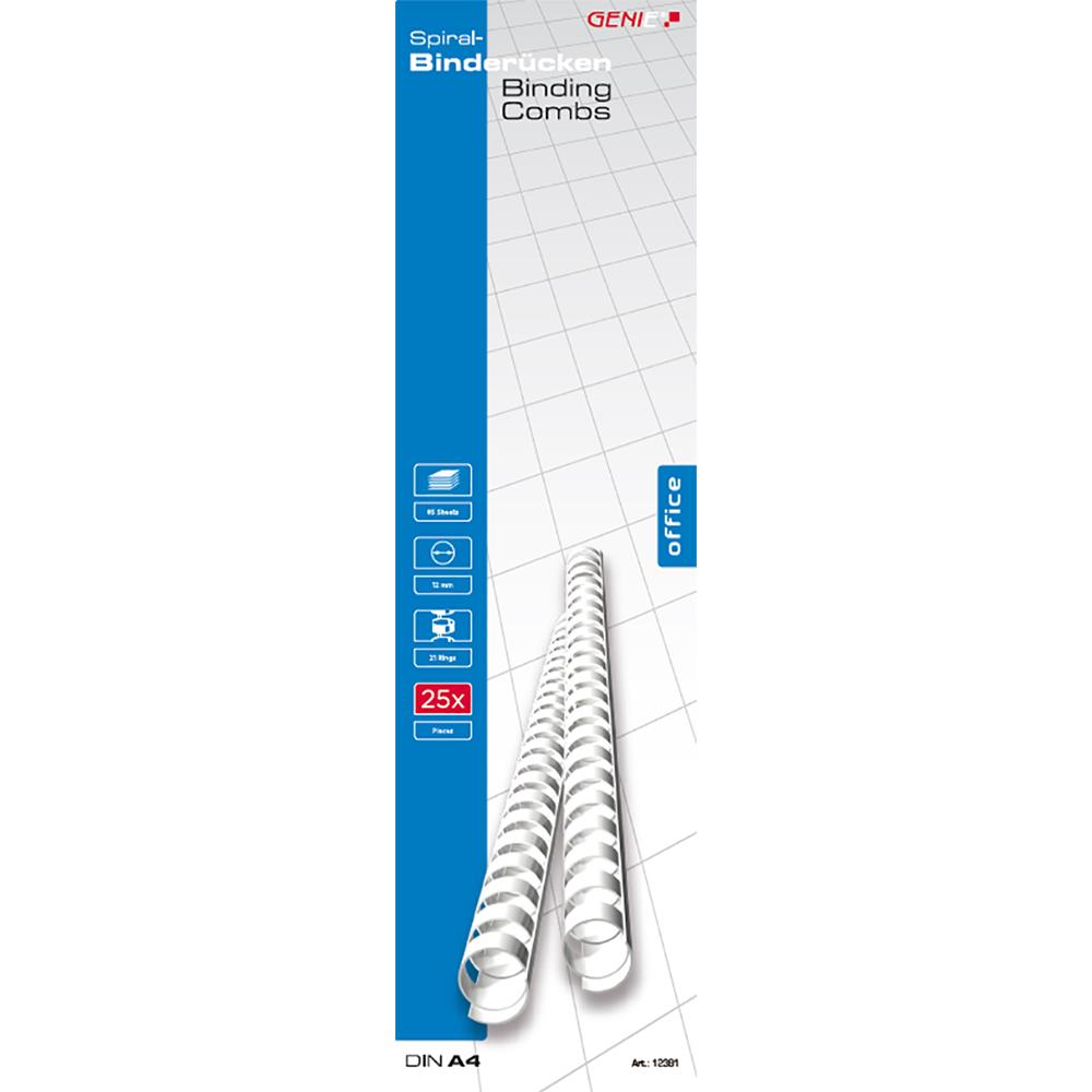 GENIE Spiralbinderücken DIN A4 12 mm weiß 25 Stück